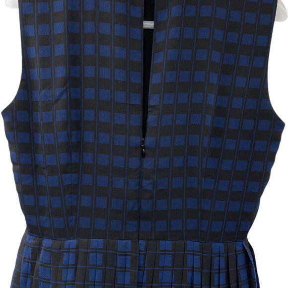 Club Monaco Pleated Tiered Blue Tartan Plaid Maxi Midi Dress Women's Size 4 - Picture 5 of 13